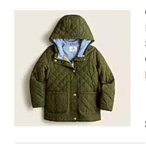 J. Crew Kids Quilted Olive Green Raincoat